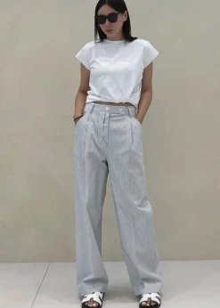 The Frankie Shop Jess Wide Pants White Stripe Sale