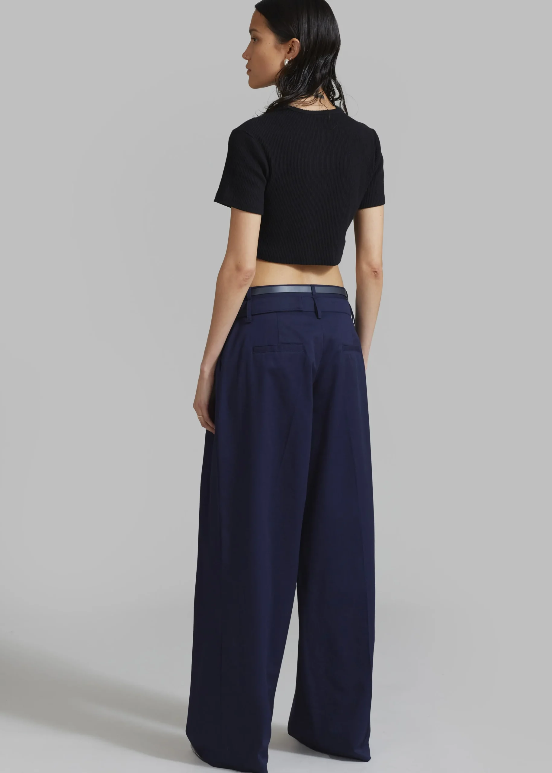 The Frankie Shop Joan Double Belted Pants Navy Sale