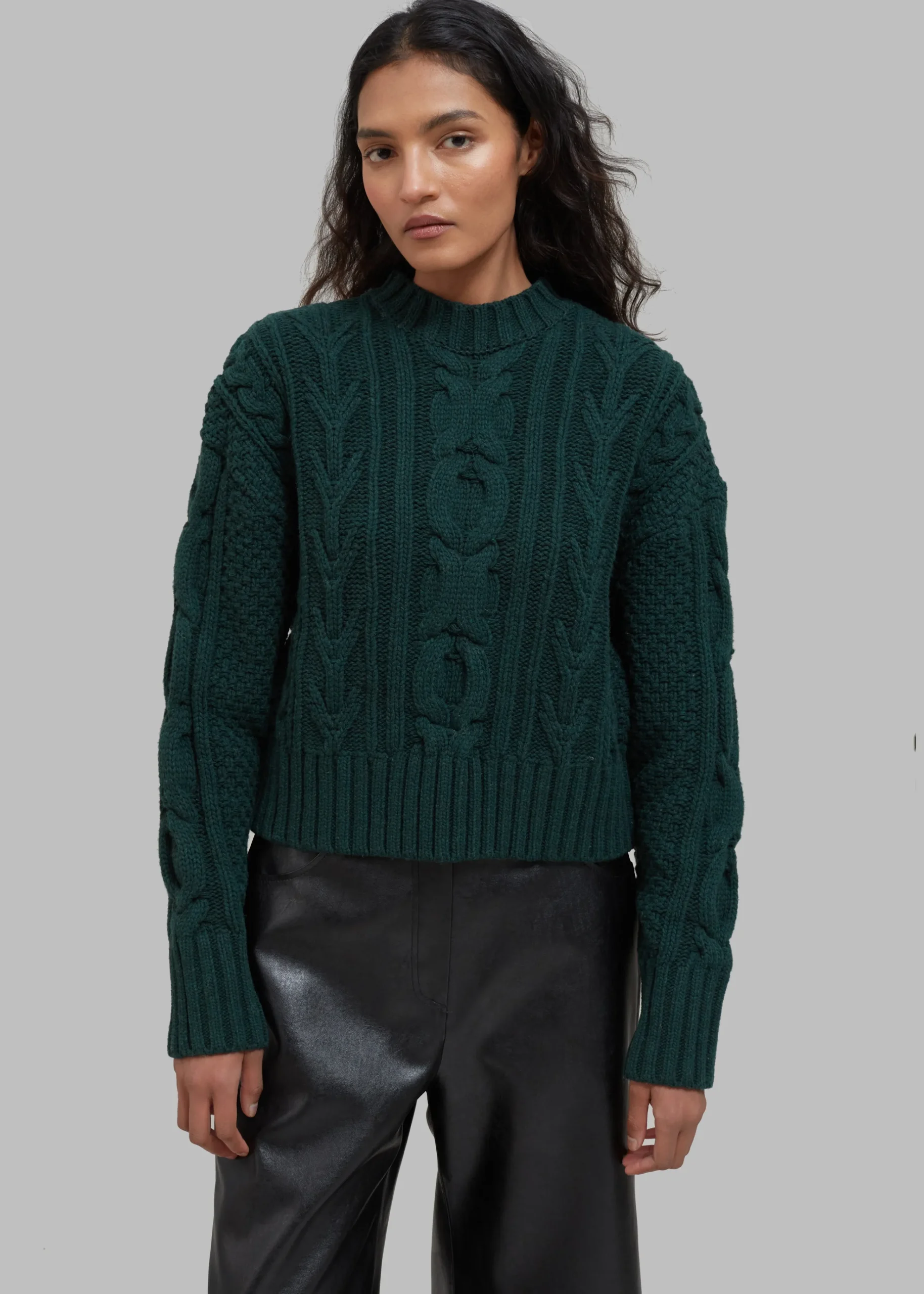 The Frankie Shop Johel Braided Sweater Bottle Green Sale