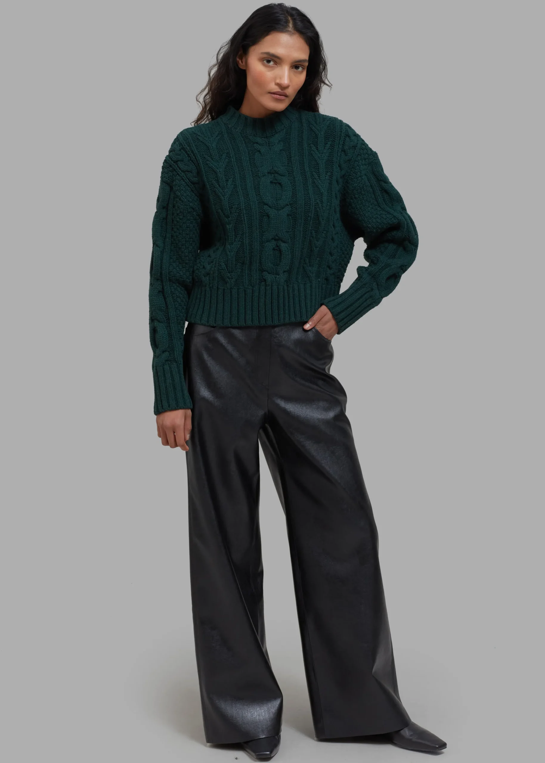 The Frankie Shop Johel Braided Sweater Bottle Green Sale