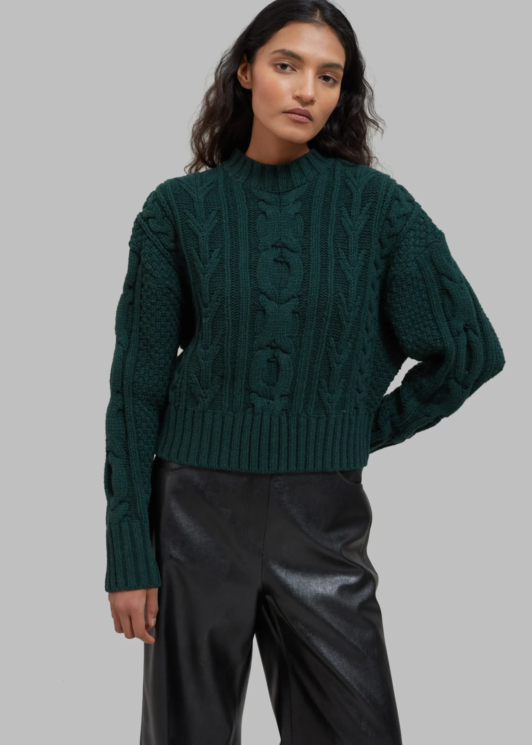 The Frankie Shop Johel Braided Sweater Bottle Green Sale