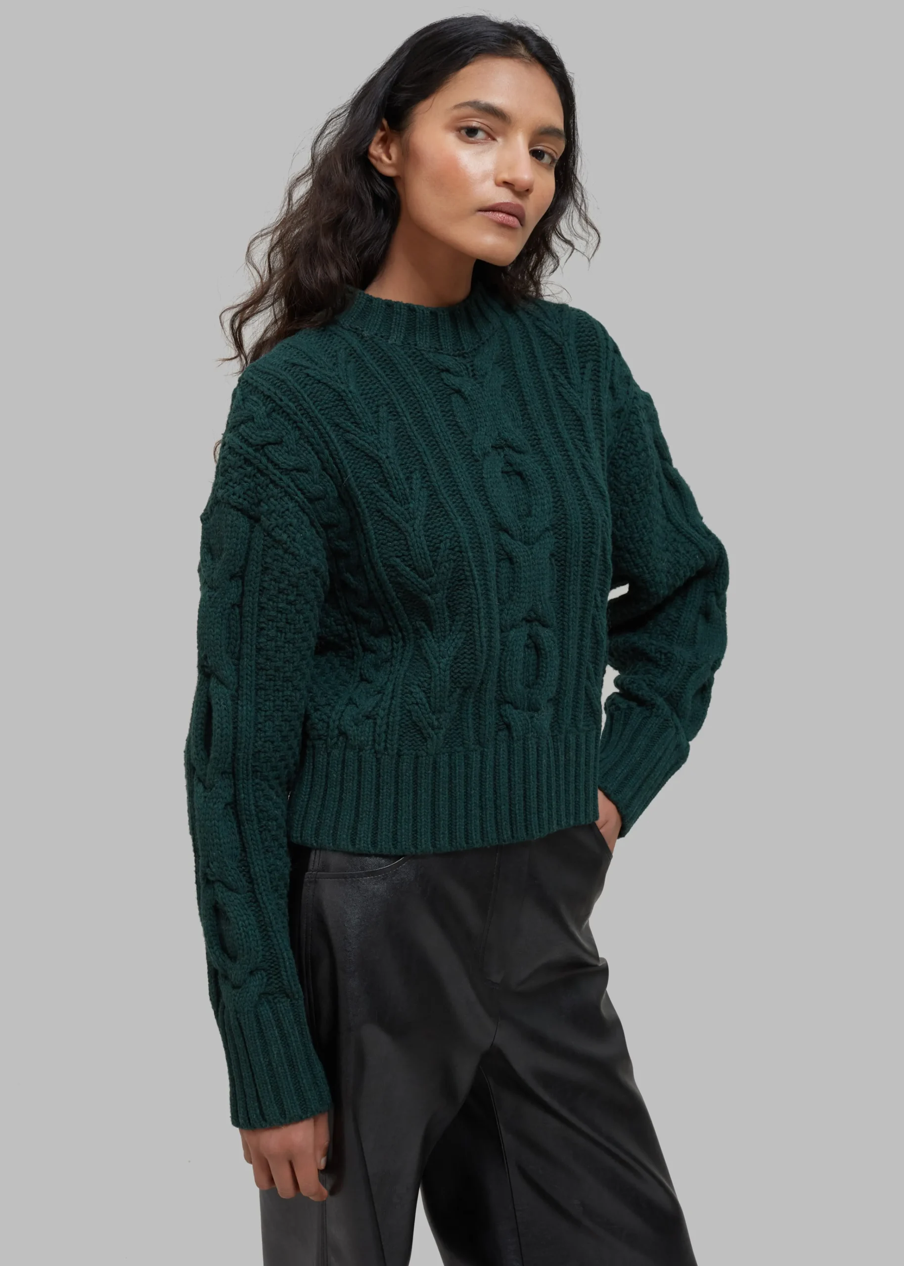 The Frankie Shop Johel Braided Sweater Bottle Green Sale