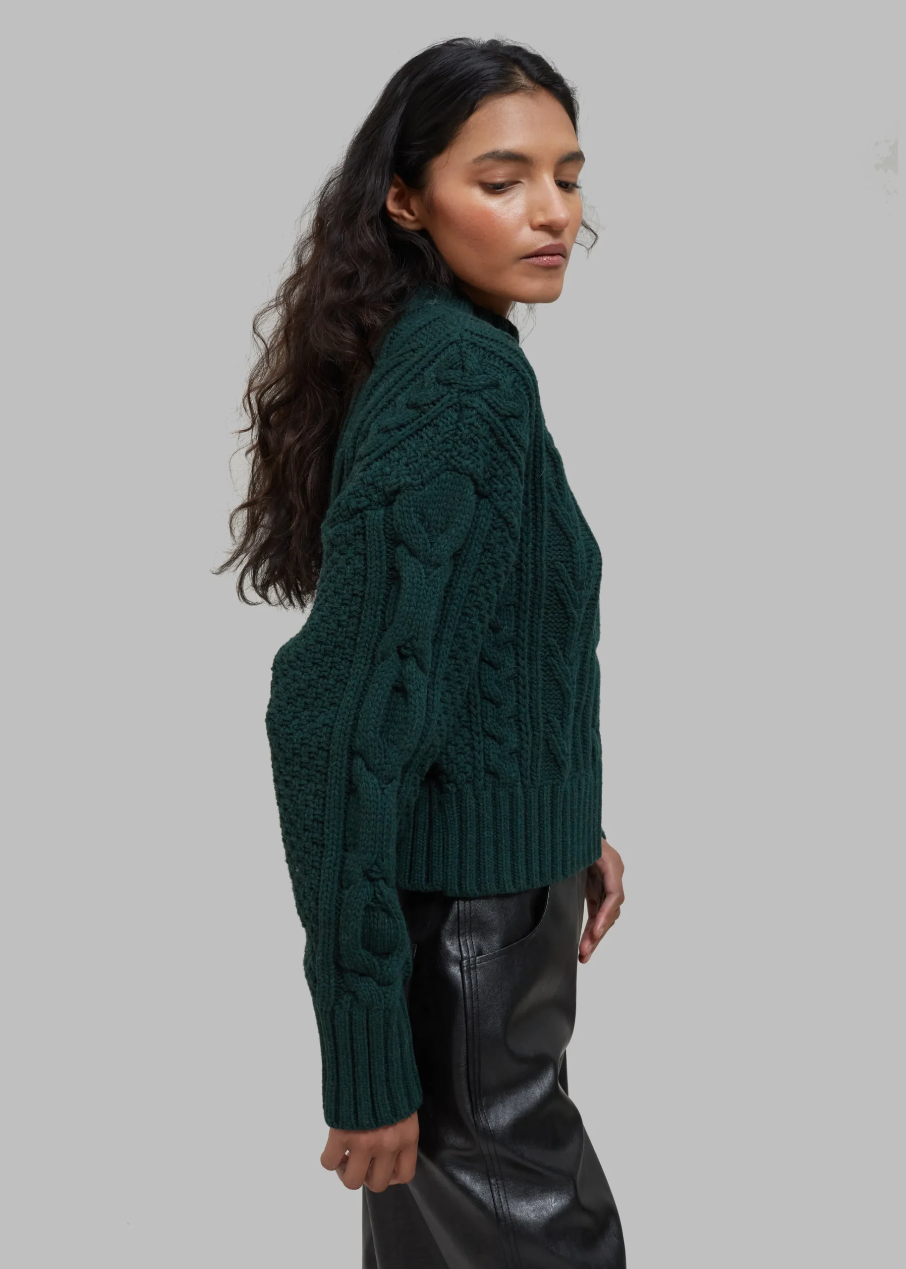 The Frankie Shop Johel Braided Sweater Bottle Green Sale
