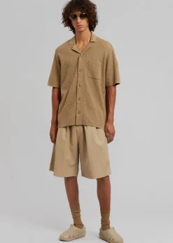 The Frankie Shop Jonas Faux Leather Shorts Camel Best