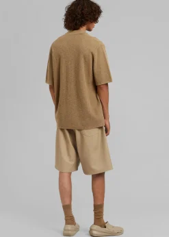 The Frankie Shop Jonas Faux Leather Shorts Camel Best