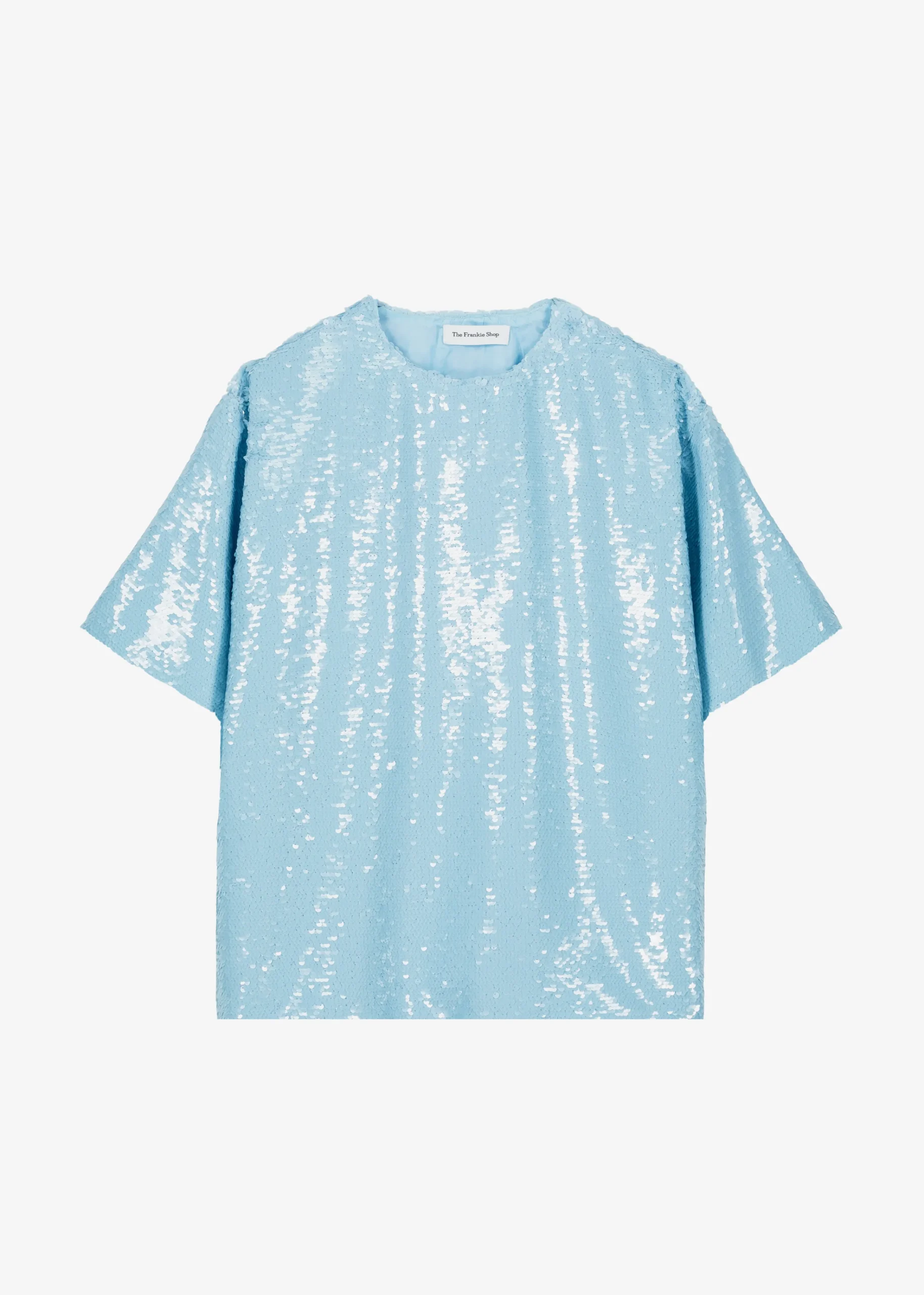 The Frankie Shop Jones Boxy Sequins Tee Sky Clearance