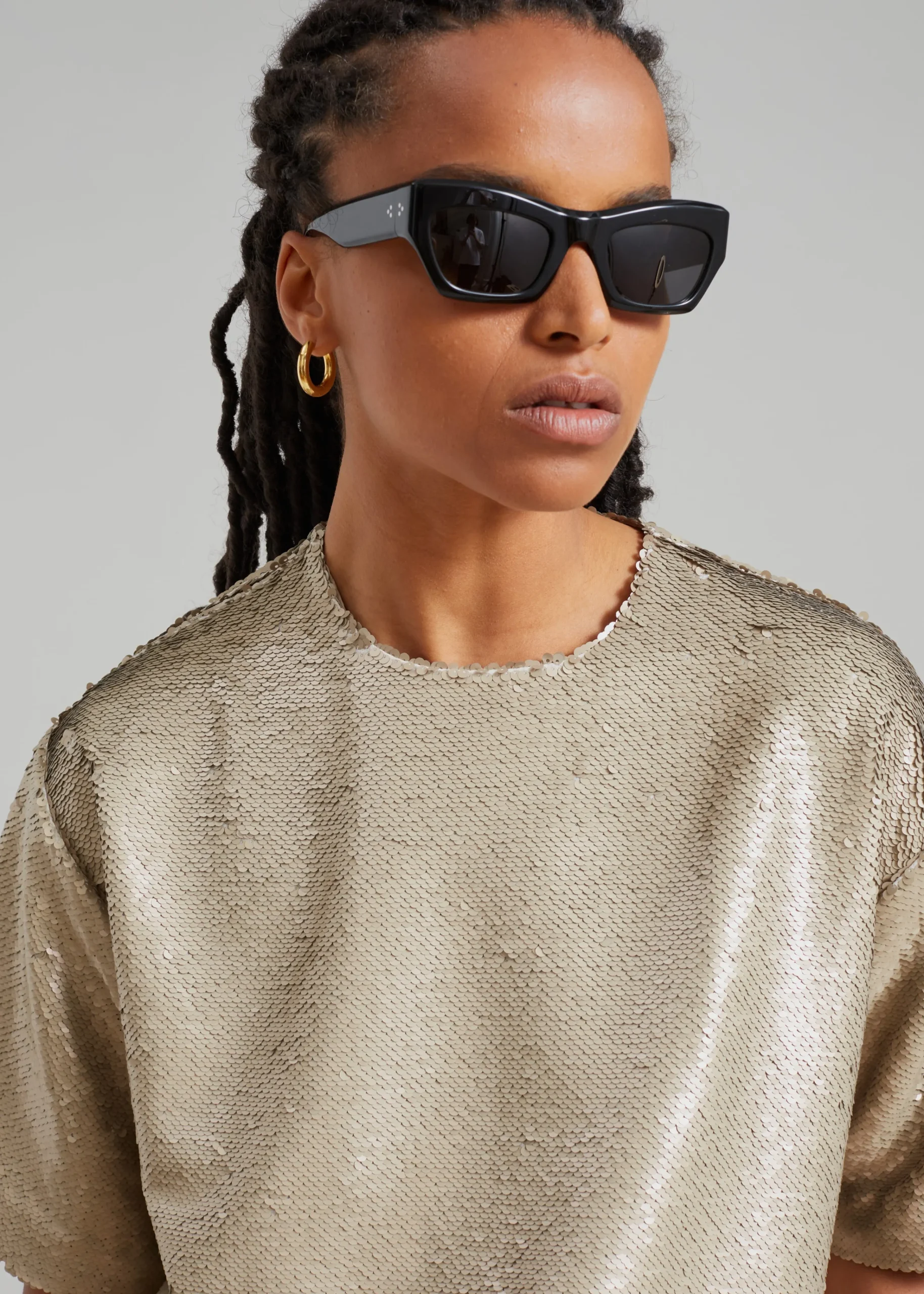 The Frankie Shop Jones Boxy Sequins Tee Bronze Discount