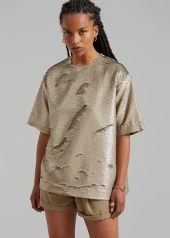 The Frankie Shop Jones Boxy Sequins Tee Bronze Discount