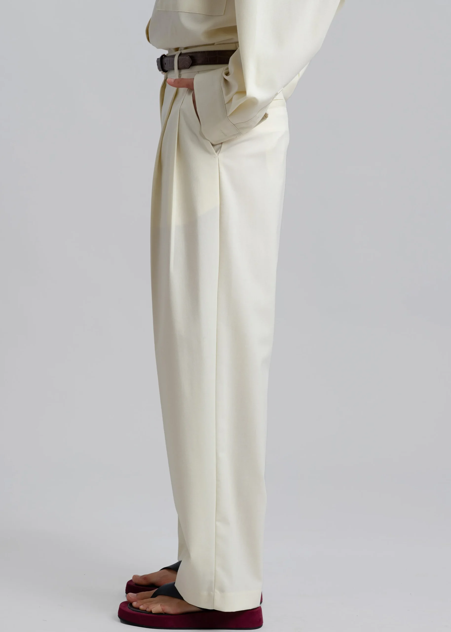 The Frankie Shop Jour Pleated Pants Cream Clearance
