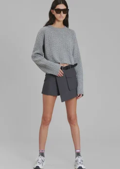 The Frankie Shop Judy Pocket Skort Grey Melange Clearance