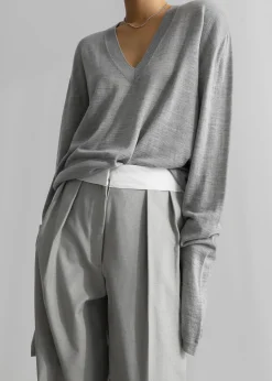 The Frankie Shop Juro V-Neck Knit Grey Clearance
