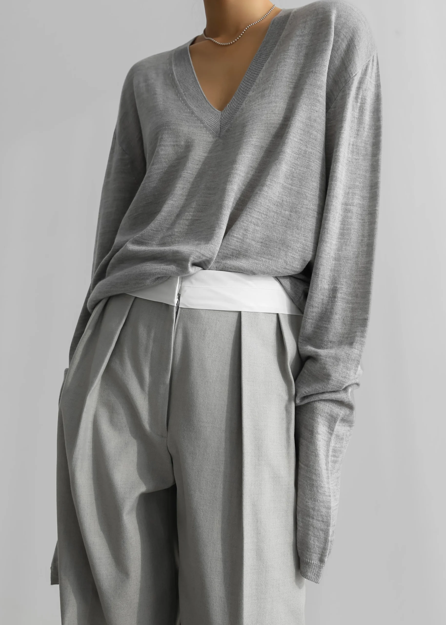 The Frankie Shop Juro V-Neck Knit Grey Clearance