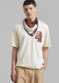 The Frankie Shop Jw Anderson Bicep Stud Chest Pocket T-Shirt Beige New
