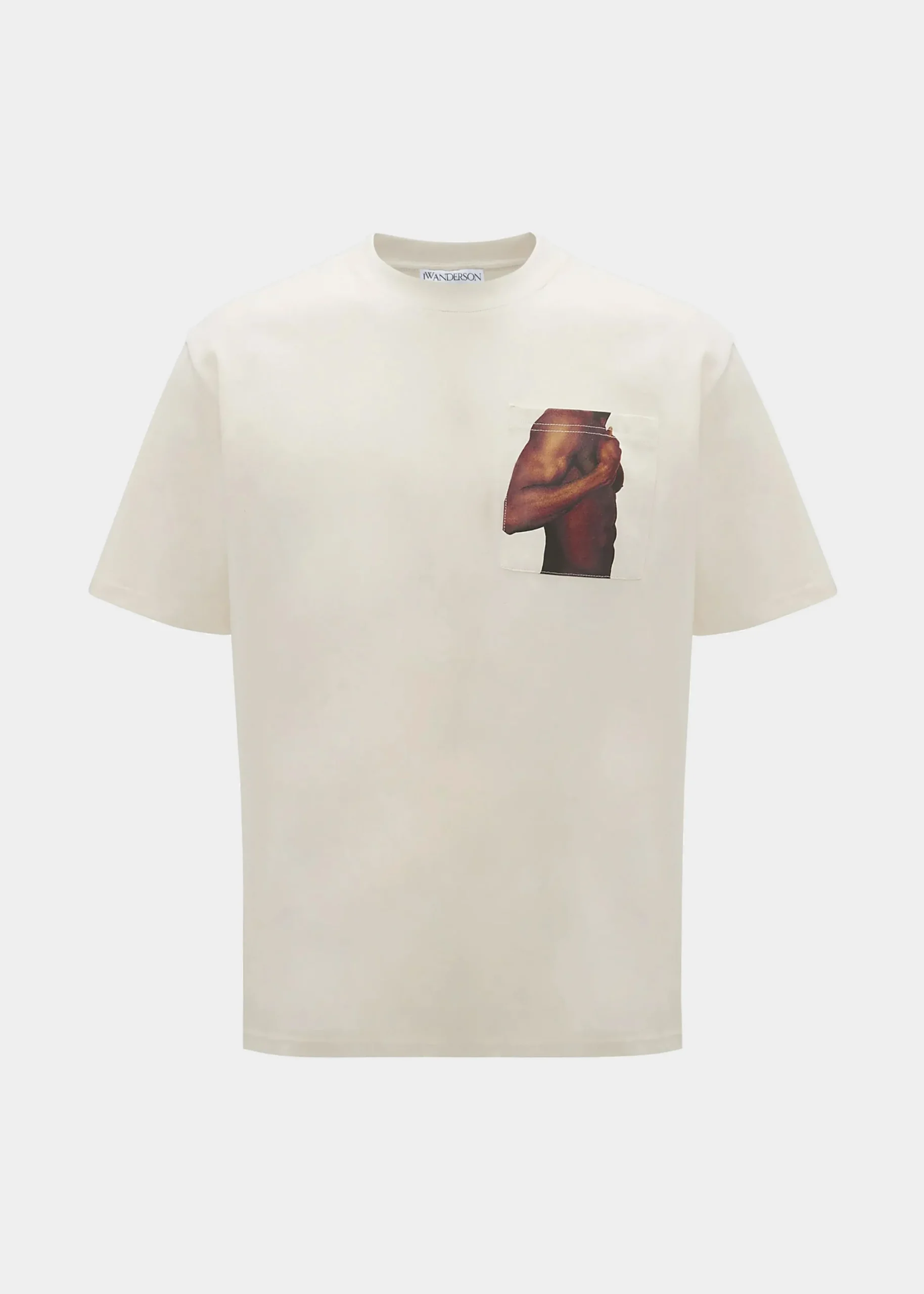 The Frankie Shop Jw Anderson Bicep Stud Chest Pocket T-Shirt Beige New