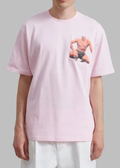 The Frankie Shop Jw Anderson Crouching Stud Chest Pocket T-Shirt Pink New