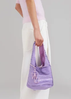 The Frankie Shop Jw Anderson Mini Sequin Shopper Top Handle Bag Lilac Sale