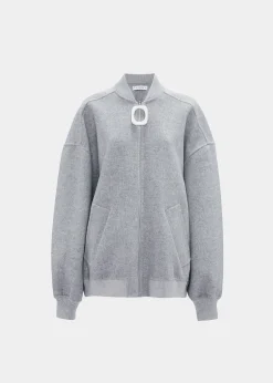 The Frankie Shop Jw Anderson Oversized Wool Bomber Jacket Grey Melange Clearance