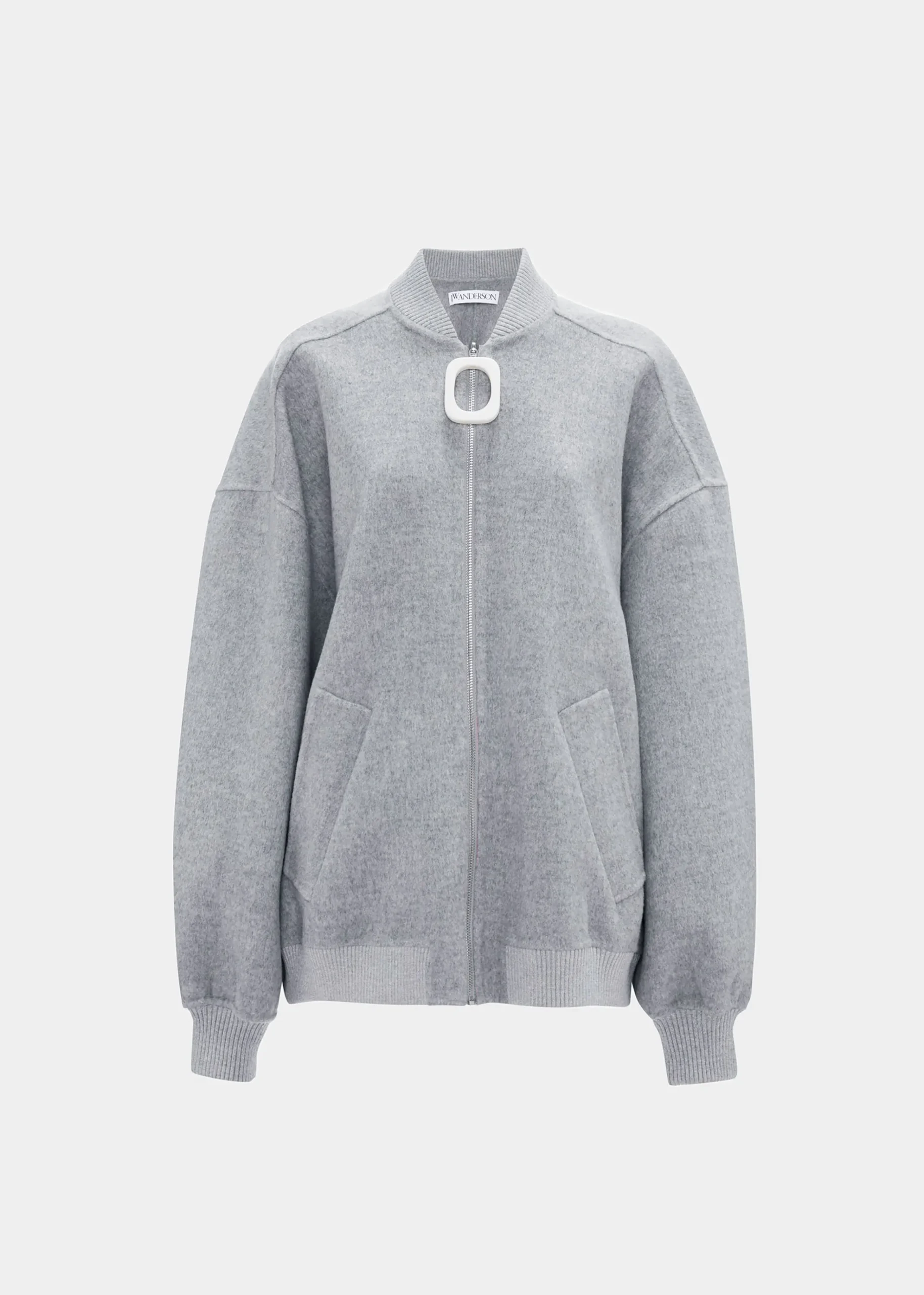 The Frankie Shop Jw Anderson Oversized Wool Bomber Jacket Grey Melange Clearance