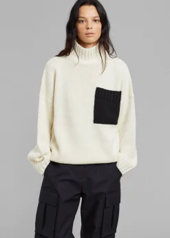 The Frankie Shop Jw Anderson Patch Pocket Turtleneck Off White/Black Online