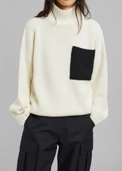 The Frankie Shop Jw Anderson Patch Pocket Turtleneck Off White/Black Online