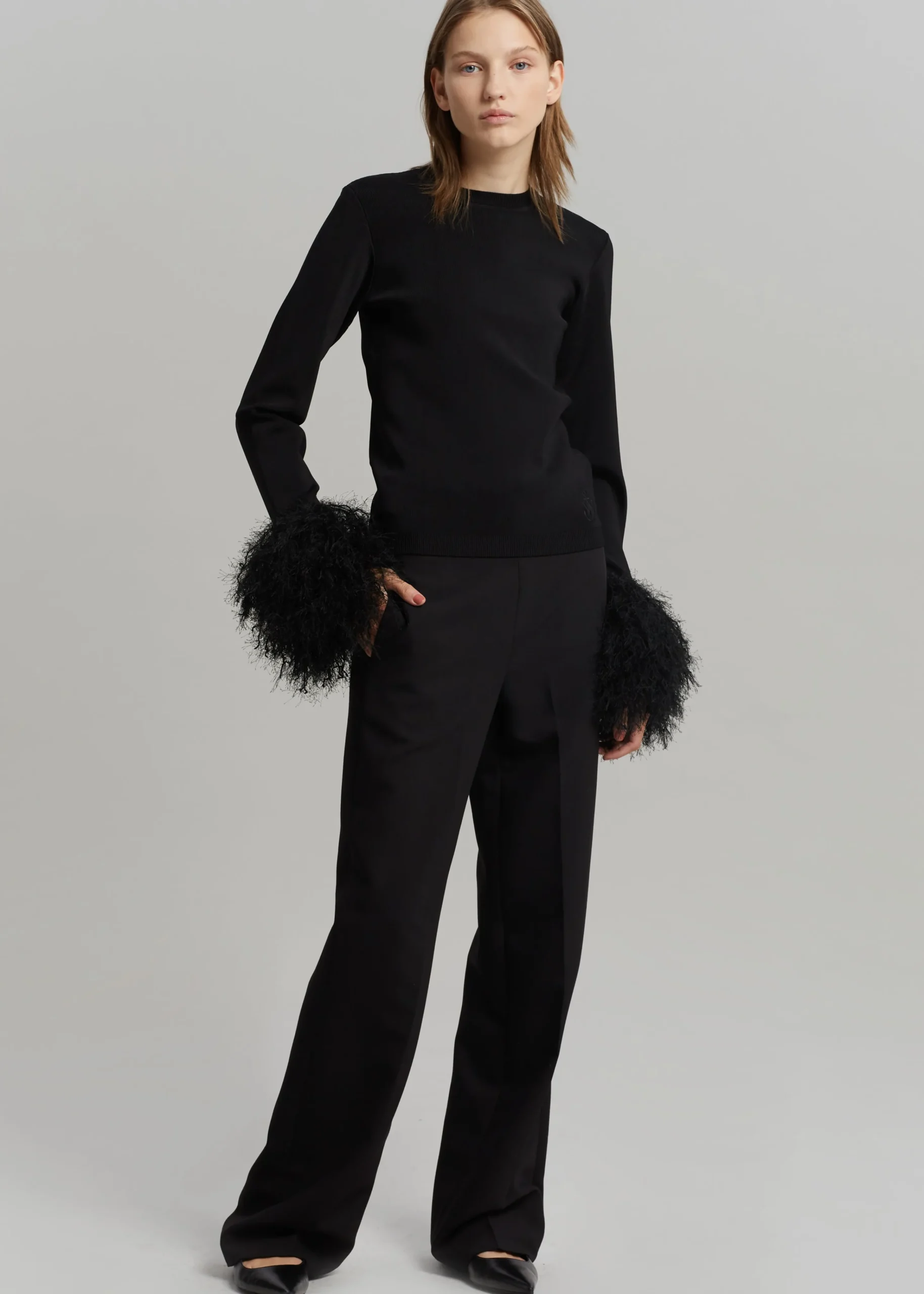 The Frankie Shop Jw Anderson Pom Pom Cuff Crew Neck Jumper Black New