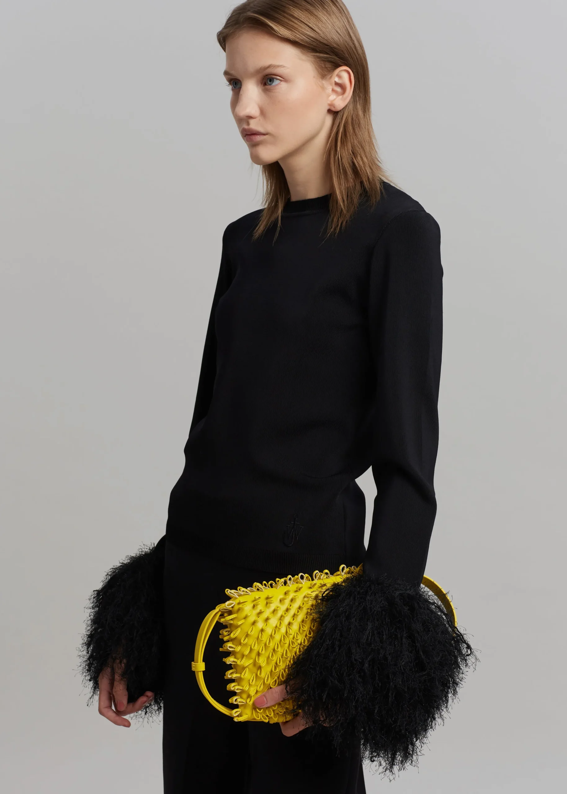 The Frankie Shop Jw Anderson Pom Pom Cuff Crew Neck Jumper Black New