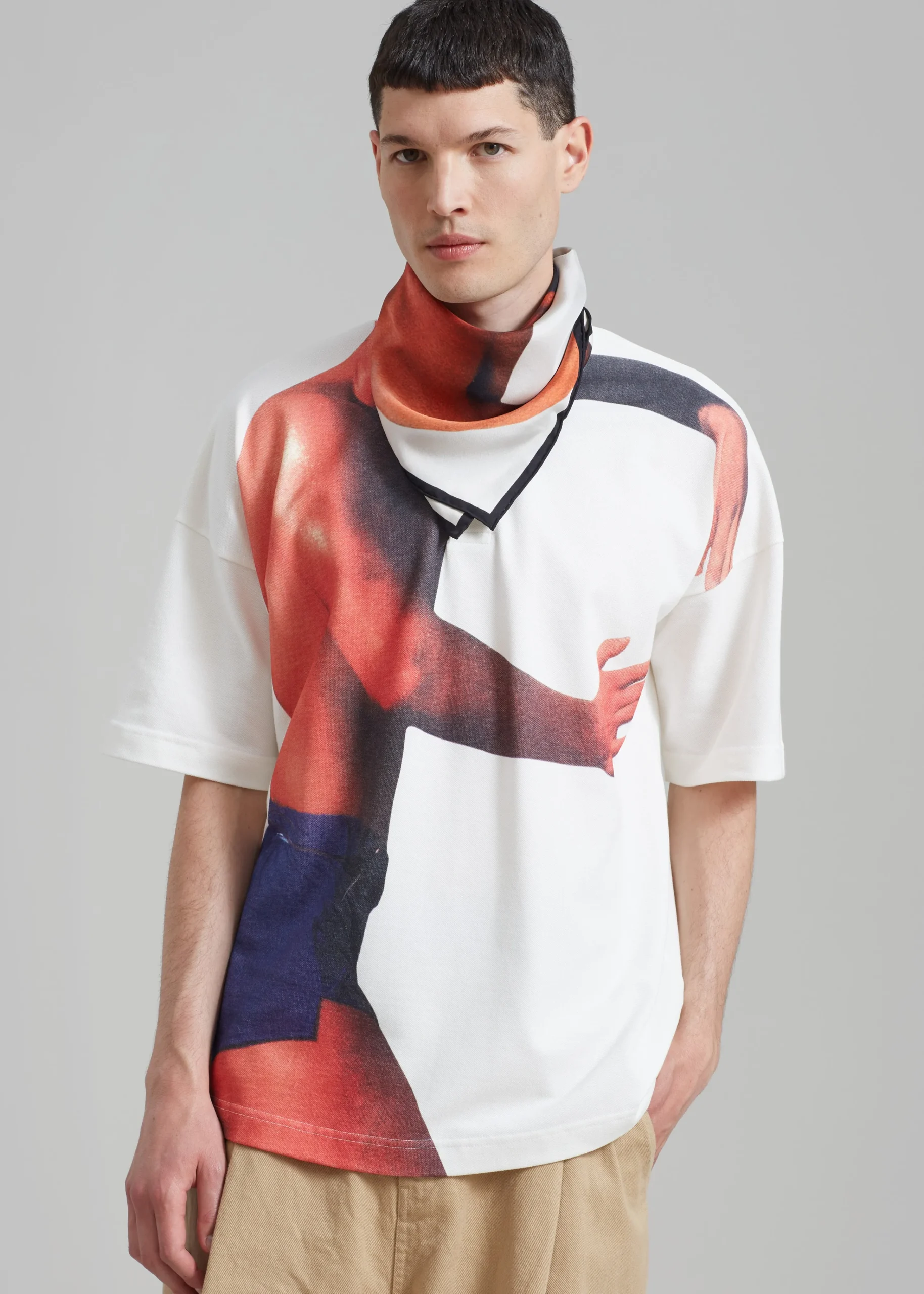 The Frankie Shop Jw Anderson Profile Stud Printed Polo Shirt Off White Online
