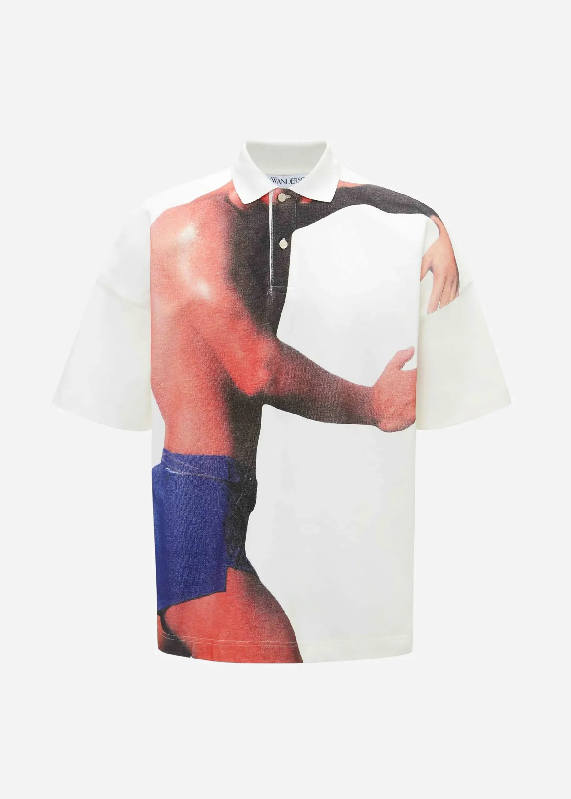 The Frankie Shop Jw Anderson Profile Stud Printed Polo Shirt Off White Online