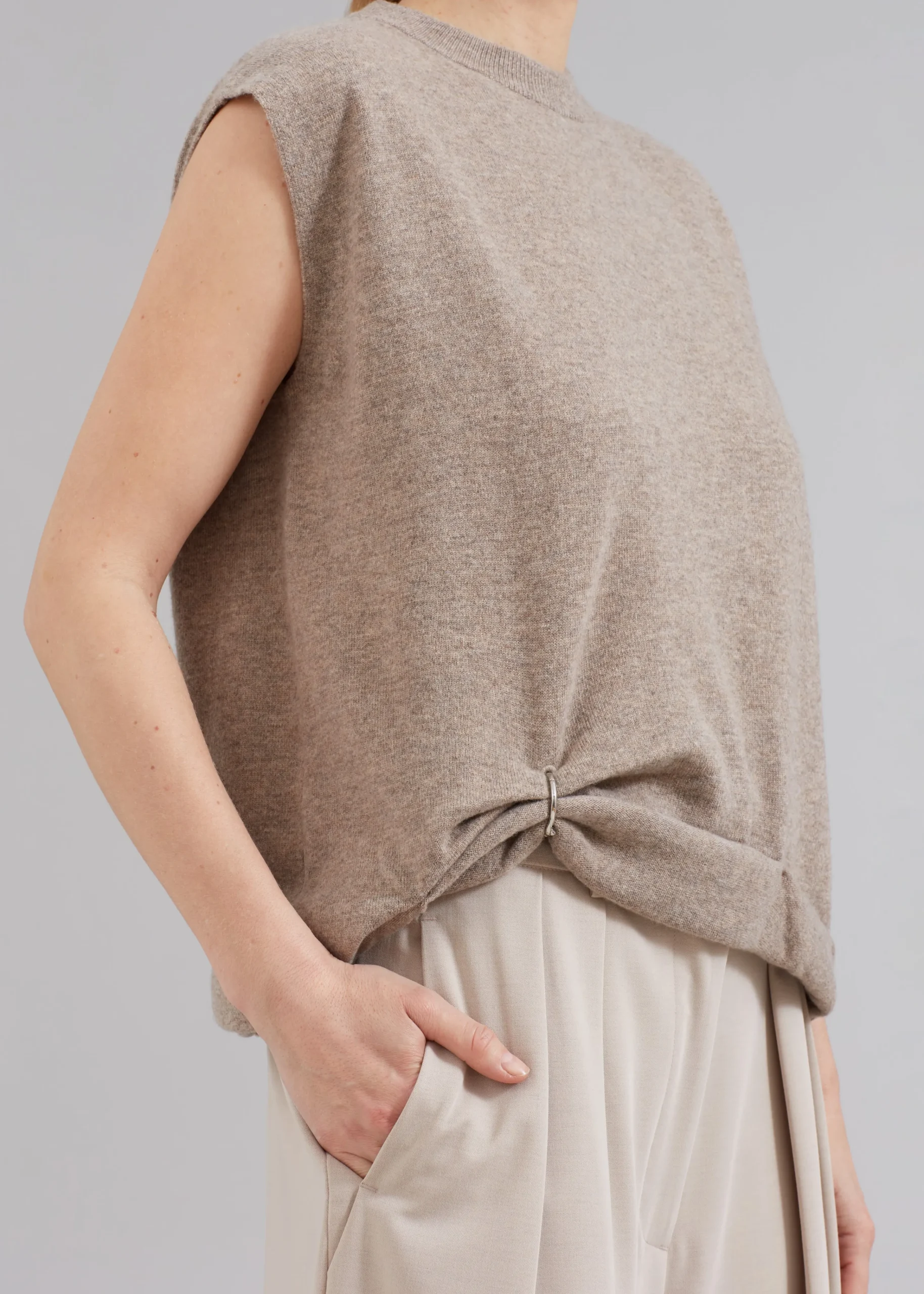 The Frankie Shop Jw Anderson Ring Detail Roll Vest Beige Melange Sale
