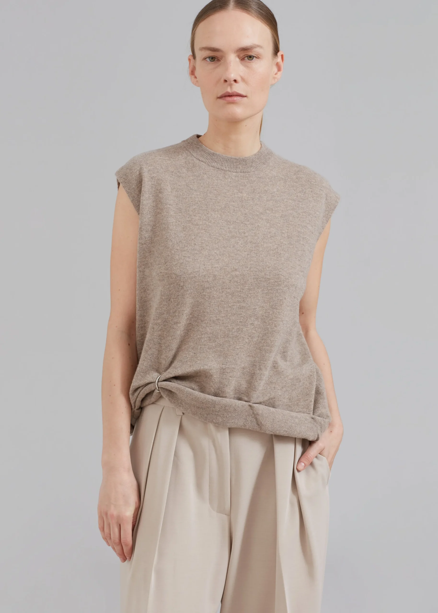The Frankie Shop Jw Anderson Ring Detail Roll Vest Beige Melange Sale