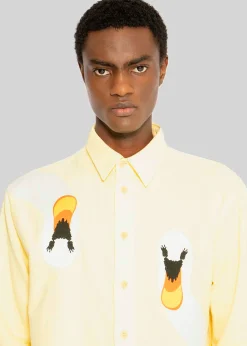 The Frankie Shop Jw Anderson Swan Embroidered Classic Fit Shirt Yellow Online