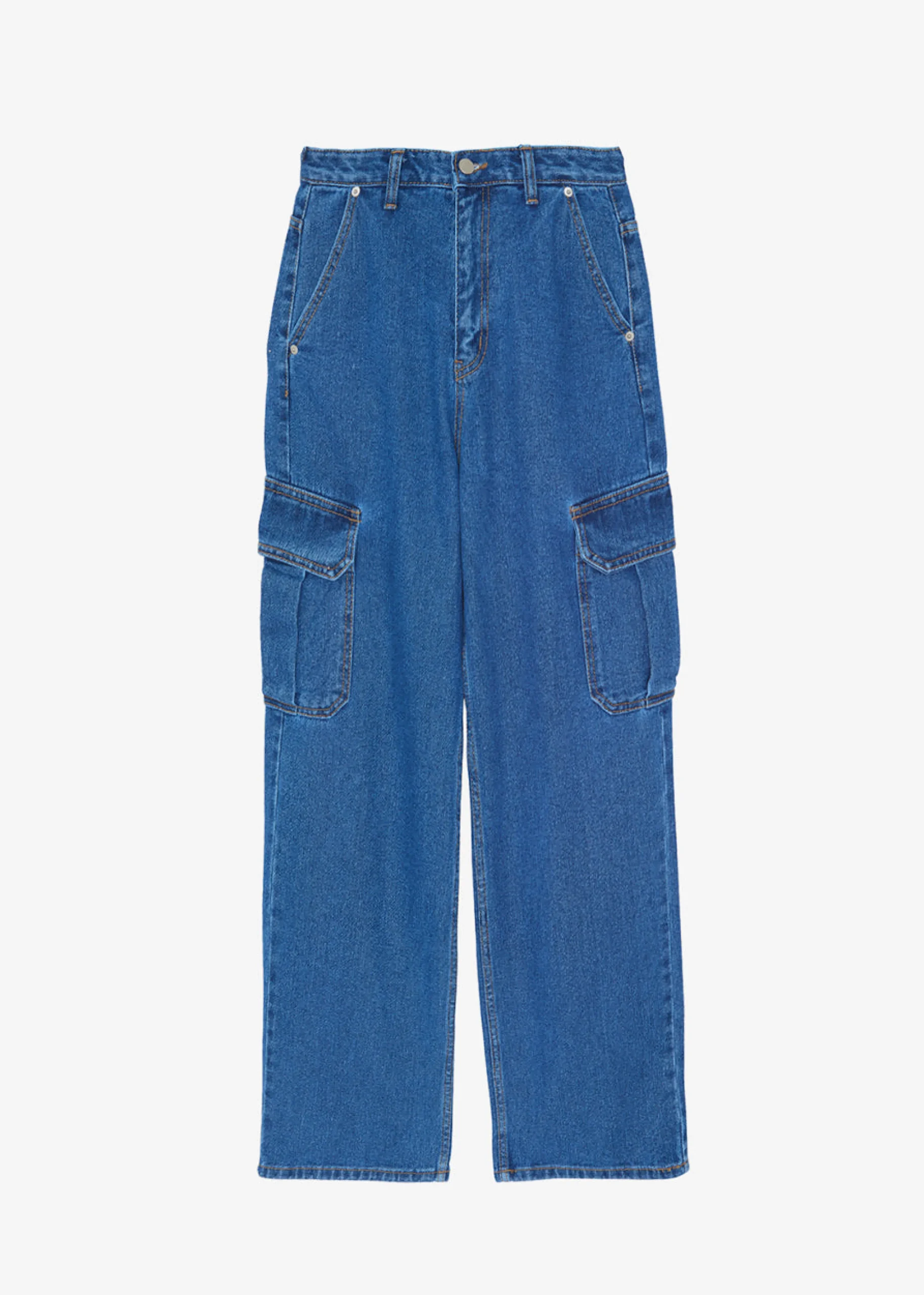 The Frankie Shop Kai Cargo Denim Pants Medium Wash Clearance