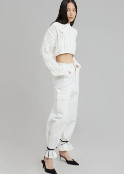 The Frankie Shop Kai Cargo Denim Pants White Discount