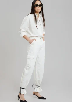 The Frankie Shop Kai Cargo Denim Pants White Discount