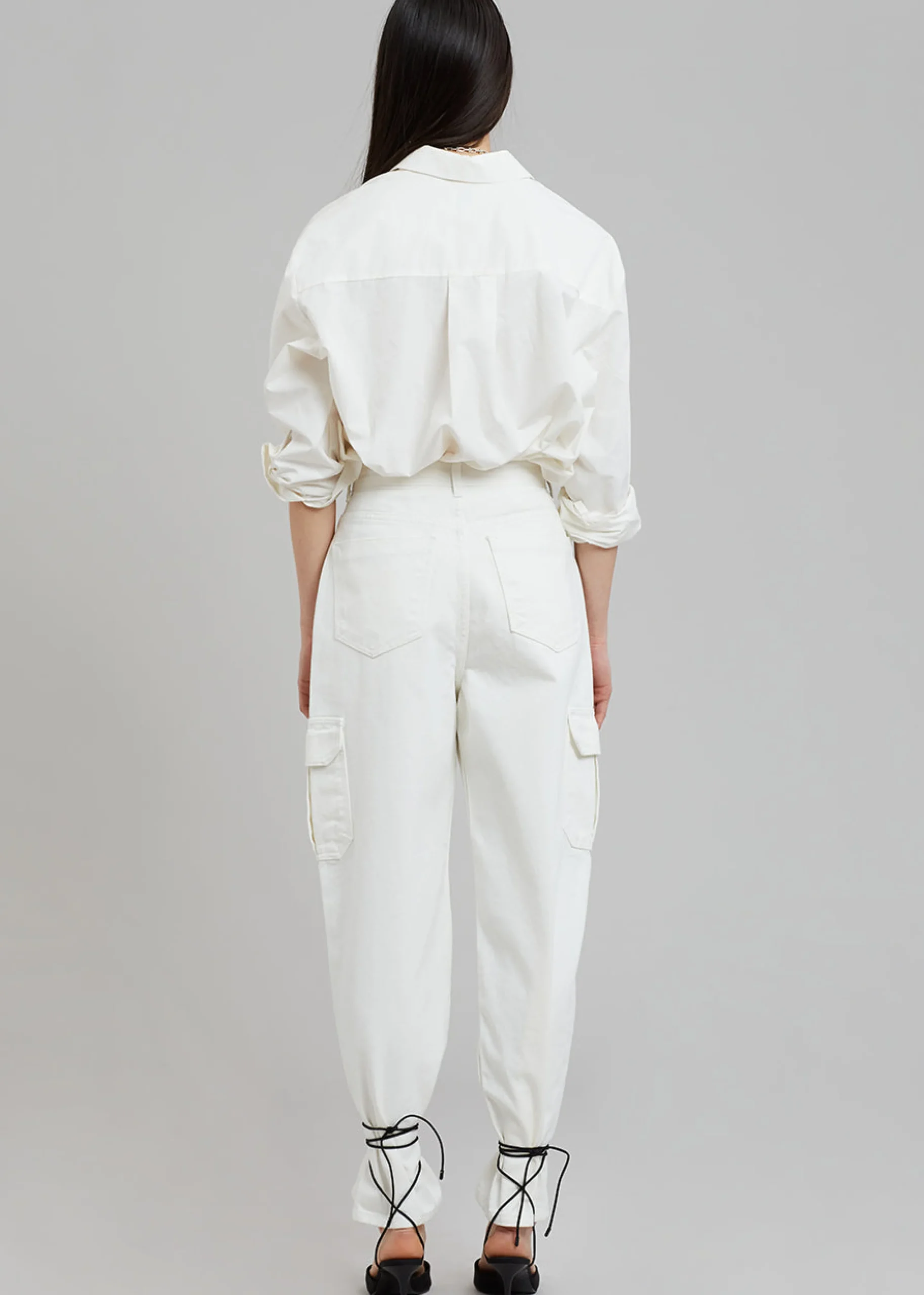 The Frankie Shop Kai Cargo Denim Pants White Discount