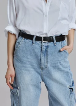 The Frankie Shop Kai Cargo Denim Pants Worn Wash Hot