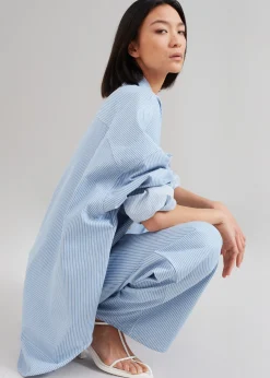 The Frankie Shop Kaline Light Blue Pants White Stripe Outlet