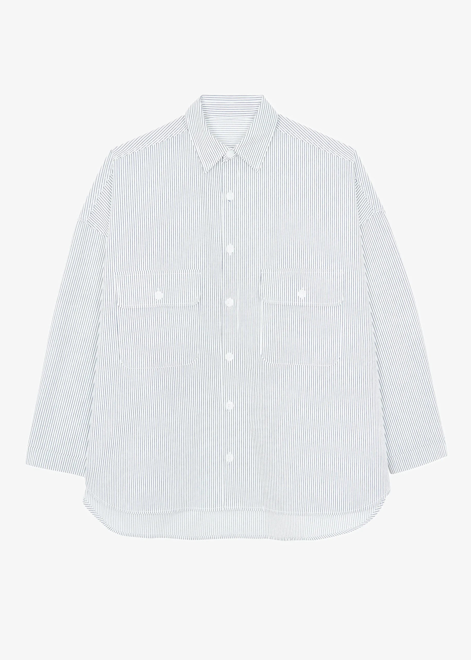 The Frankie Shop Kaline White Pocket Shirt Navy Stripe New