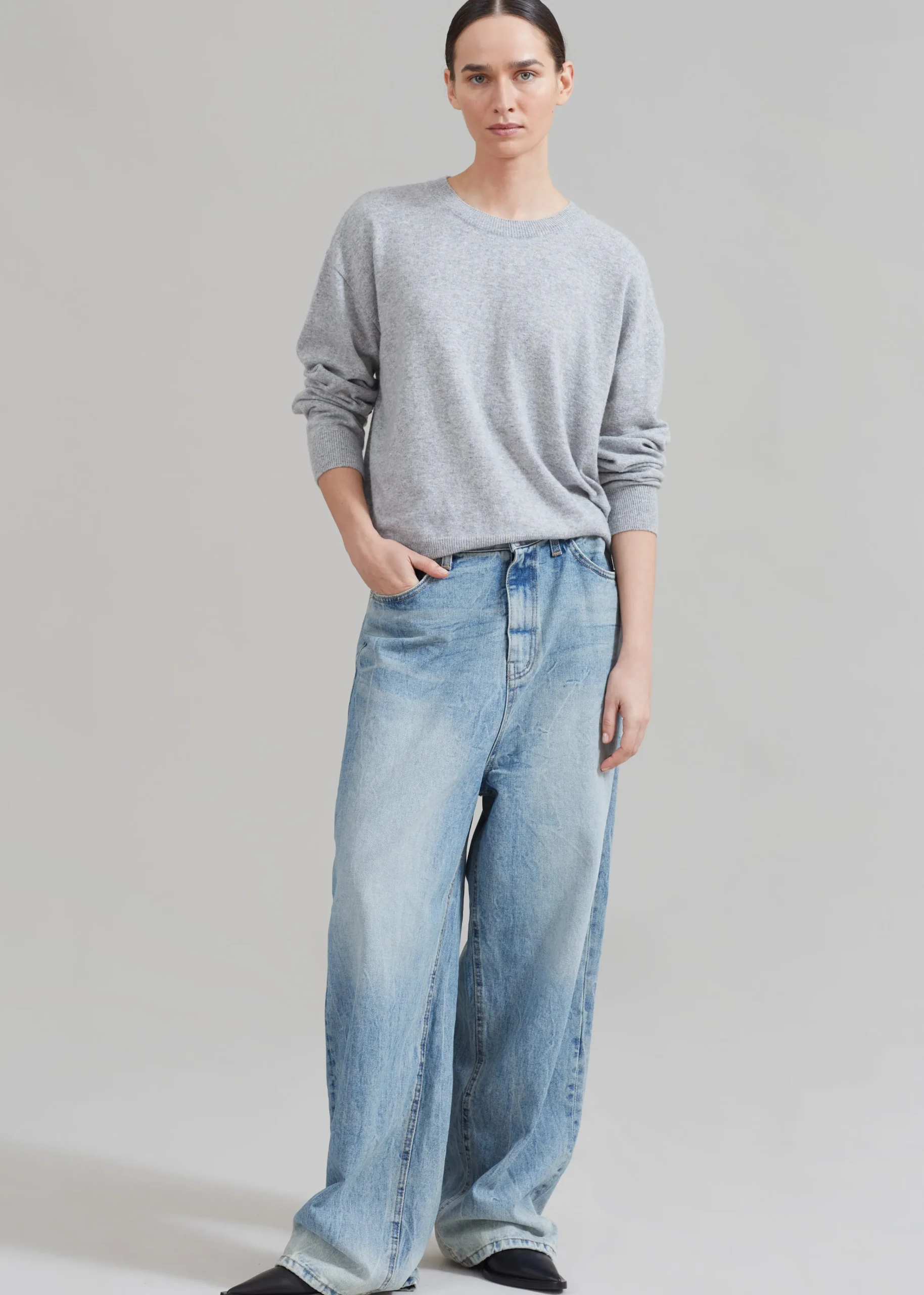 The Frankie Shop Kane Wide Jeans Blue Wash Outlet