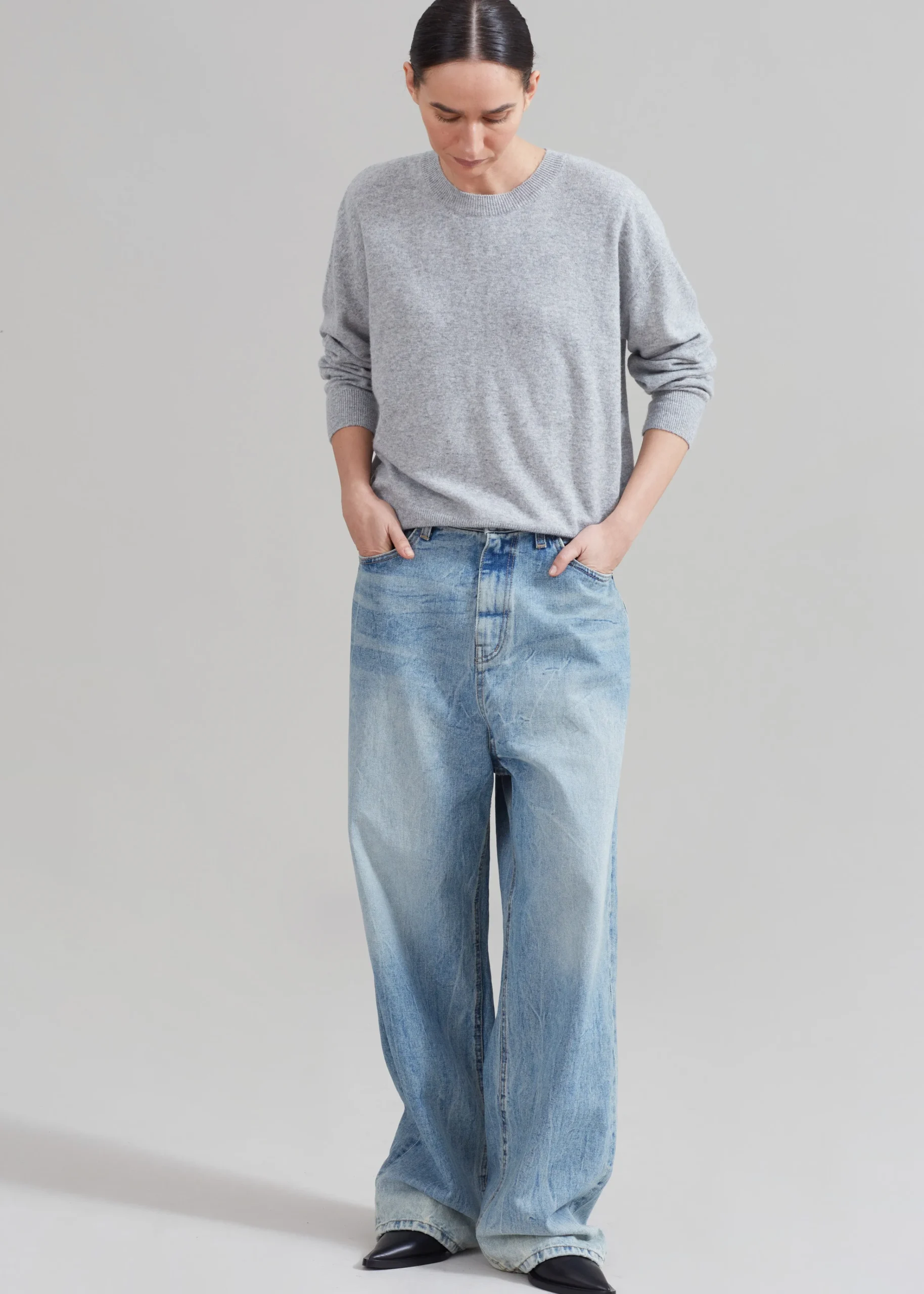 The Frankie Shop Kane Wide Jeans Blue Wash Outlet