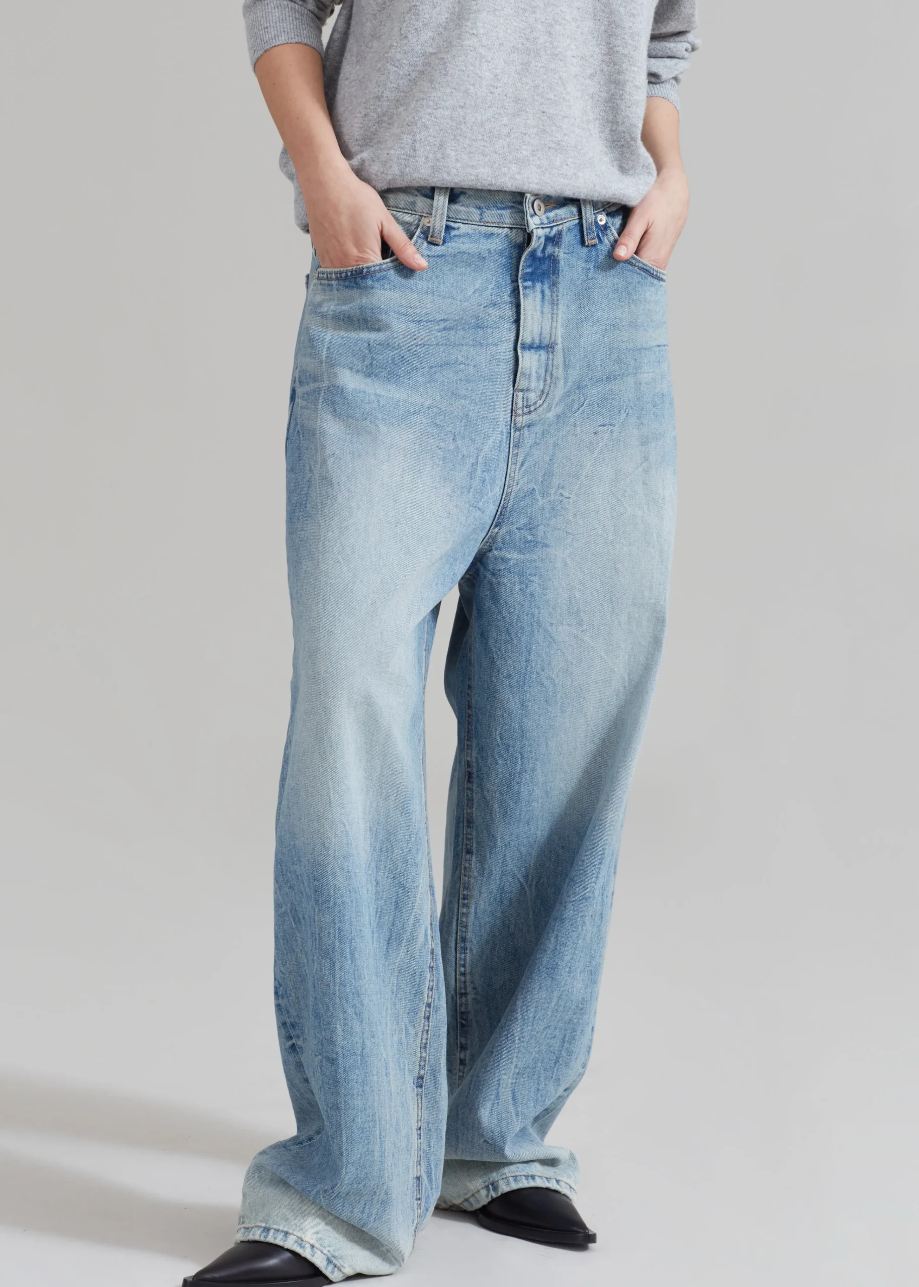 The Frankie Shop Kane Wide Jeans Blue Wash Outlet