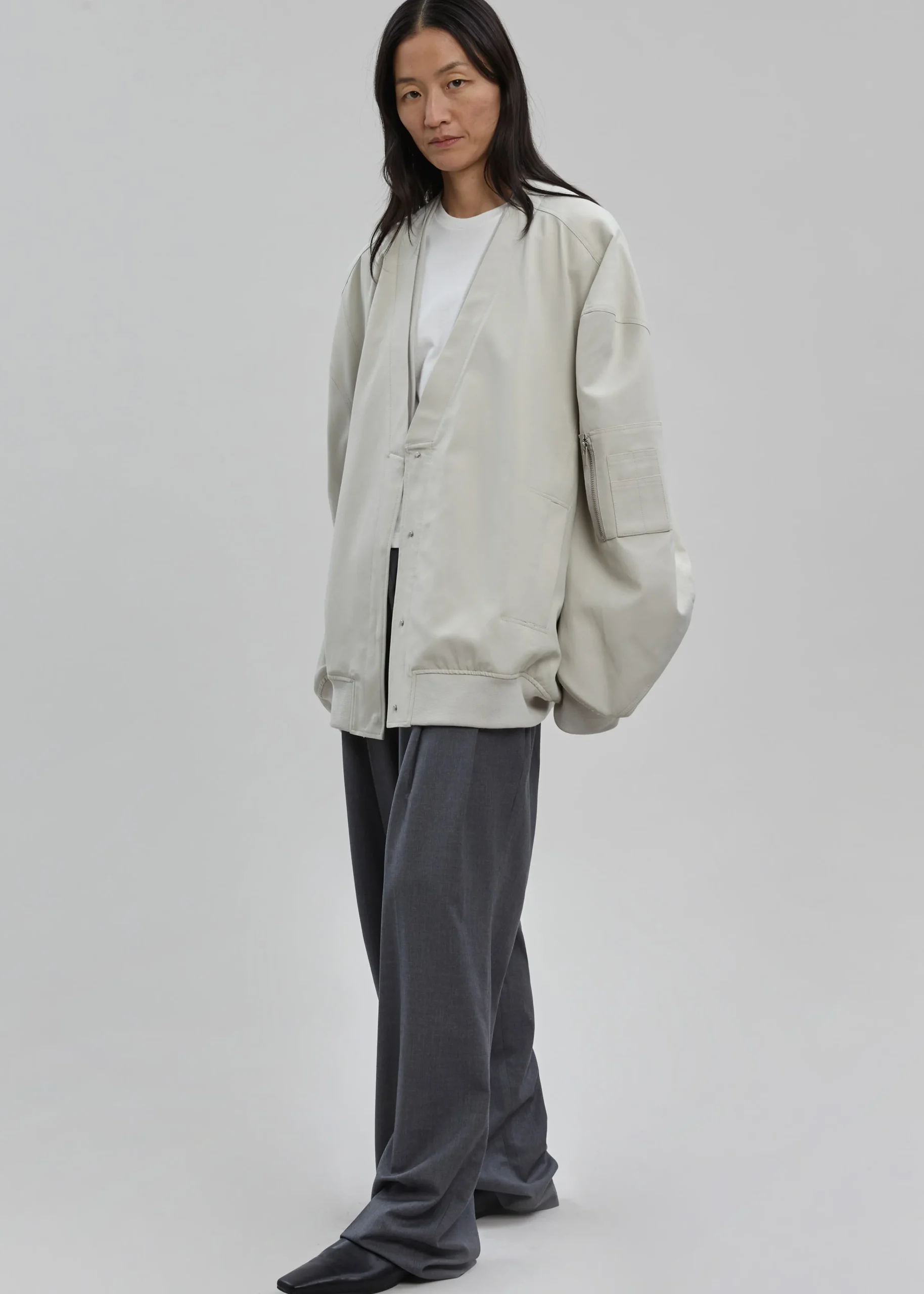 The Frankie Shop Kanna V-Neck Jacket Pale Khaki Clearance