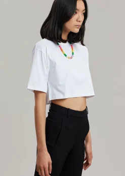 The Frankie Shop Karina Cropped T-Shirt White Sale