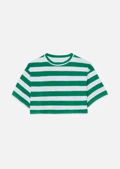 The Frankie Shop Karina Cropped T-Shirt Green/White Online