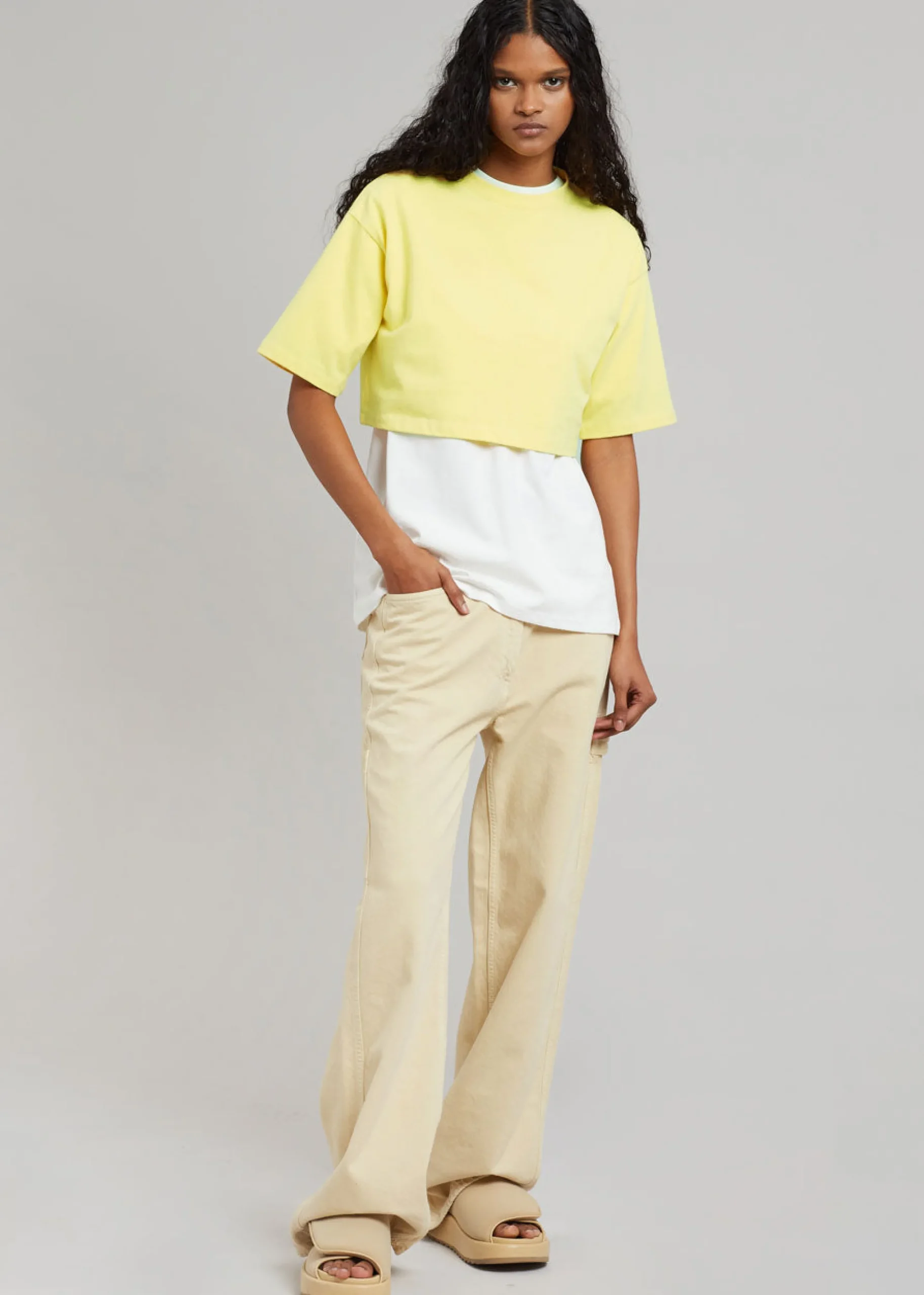 The Frankie Shop Karina Cropped T-Shirt Yellow Best