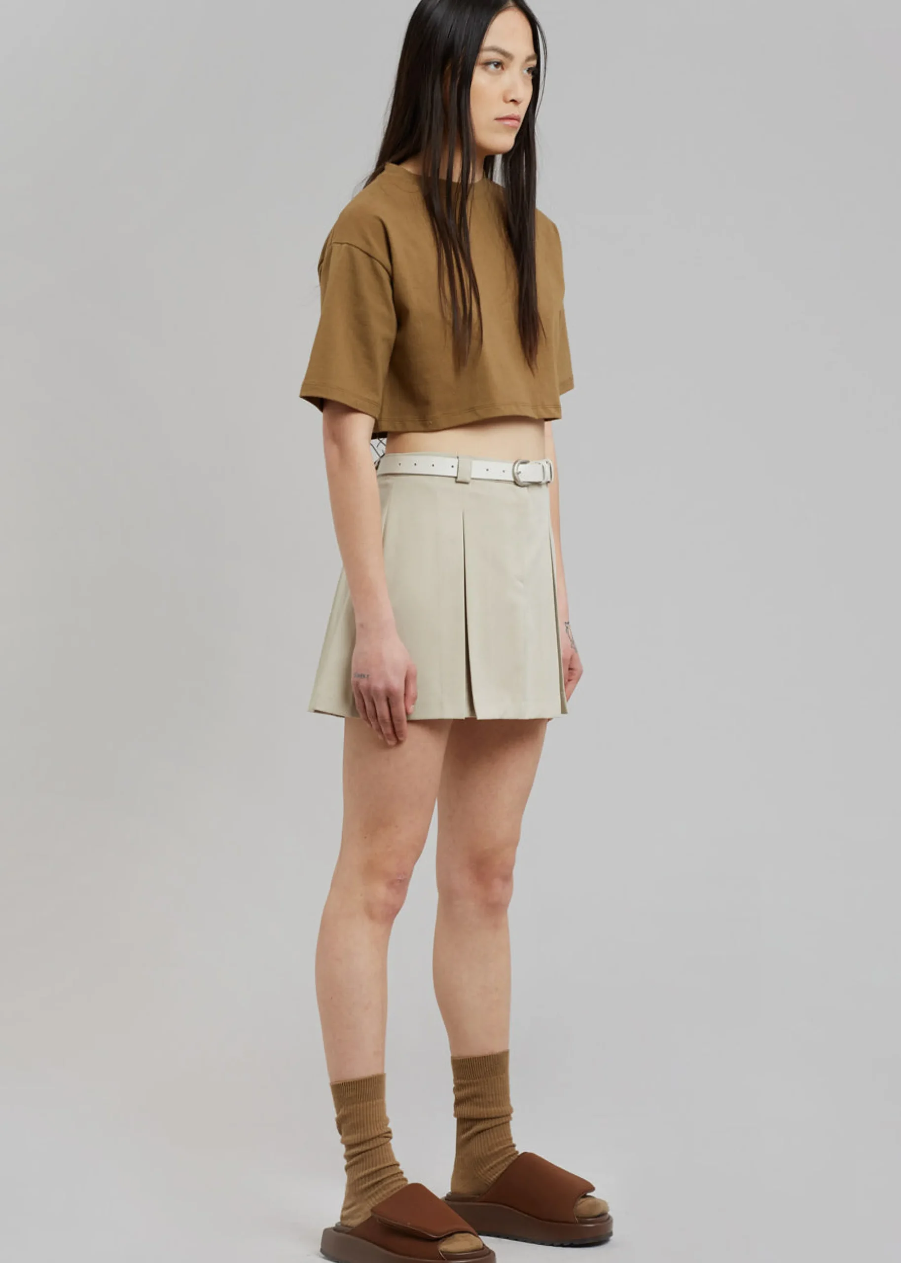The Frankie Shop Karina Cropped T-Shirt Olive Online