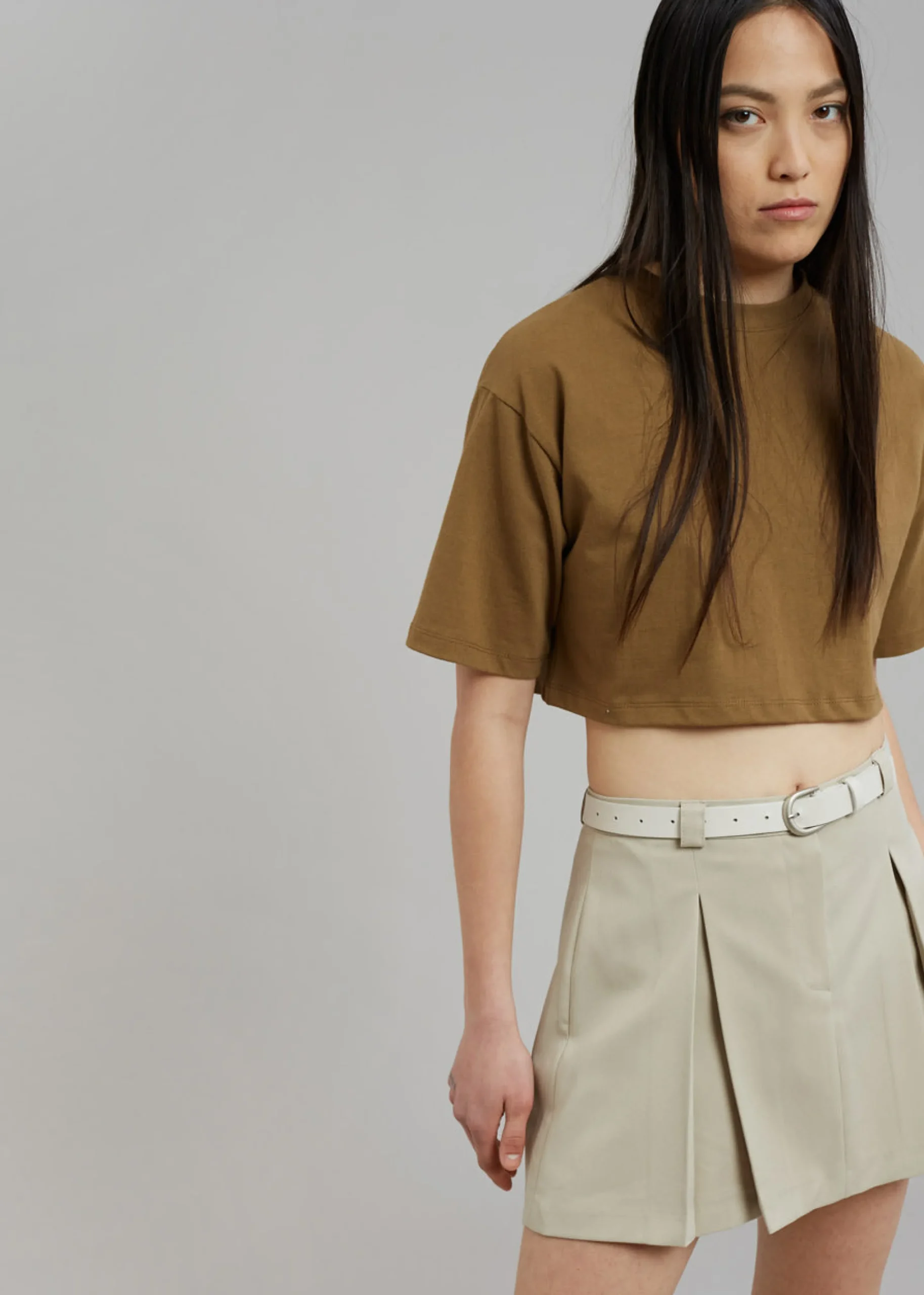 The Frankie Shop Karina Cropped T-Shirt Olive Online