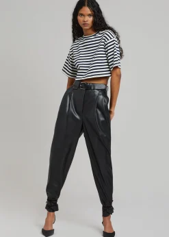 The Frankie Shop Karina Cropped T-Shirt Navy/Off White Online