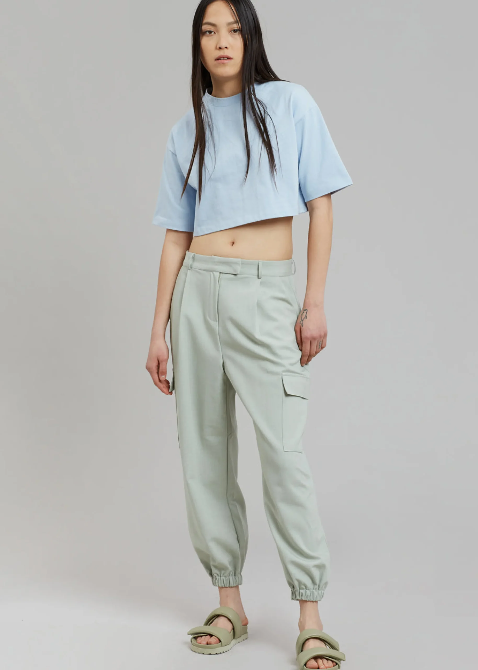 The Frankie Shop Karina Cropped T-Shirt Sky