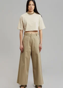 The Frankie Shop Karina Cropped T-Shirt Sand